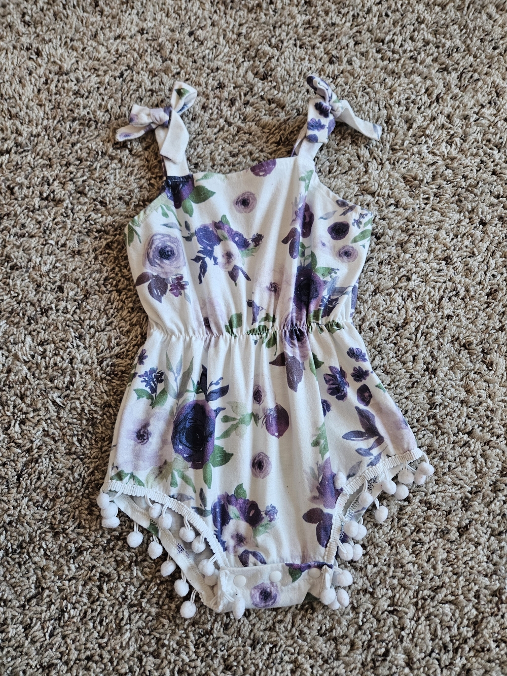 Floral Pom-Pom Romper - Purple Floral